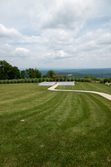 Mountain View from Manicured Green Lawn Garden Estate Property