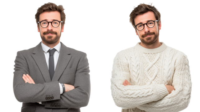 Man posing in suit and sweater