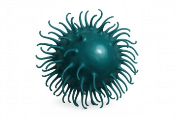 Turquoise spiky sphere rotating on transparent background, perfect for medical and scientific projects