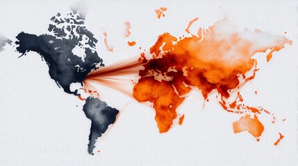 abstract visualization of shipping delays and risk management, Europe-USA global trade