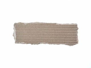 Torn corrugated cardboard piece isolated on white background