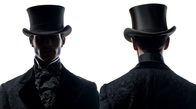 Mannequins with top hats and suits