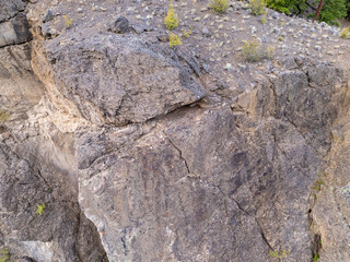 Rocky Cliff with Sparse Vegetation in BC, Canada