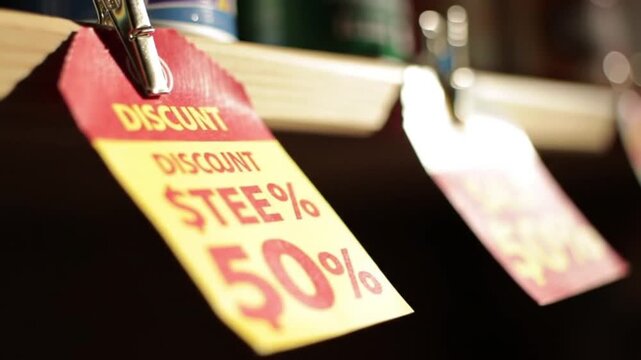 Discount Stee Percent Sign Display on Shelf Edge Sale Price Offer Promotions