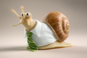 Snail Dressed as a Businessman with a Tie and White Shirt