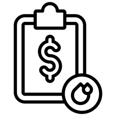 Icon for documents or data related to costs and profits in the energy industry to show statistical data about fuel prices or energy costs in visual form.