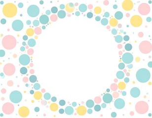 Delicate pastel polka dot frame on white background creating a soft and playful design