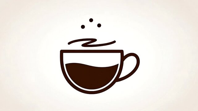 A simple minimalist drawing of a coffee cup with steam rising above it