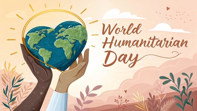 World Humanitarian Day, Charitable runners in neon activewear participating in global fundraising marathon.