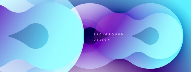 Abstract fluid shapes, vibrant purple, blue hues. Modern design, smooth gradients create dynamic composition.