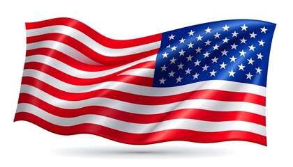 Detailed illustration of a waving american flag.