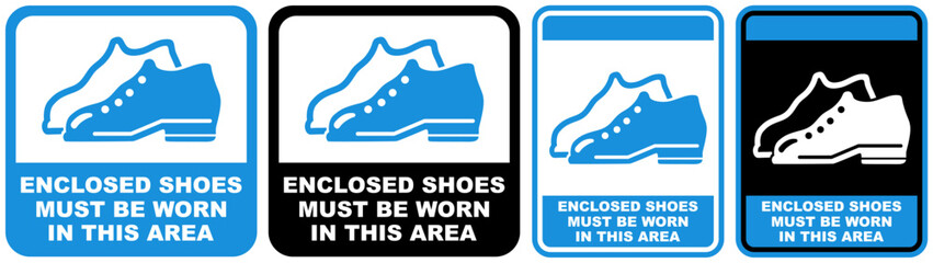 set safety sign enclosed shoes must be worn in this area symbol design label template vector illustration