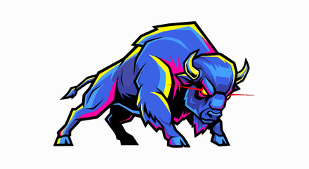 Fototapeta premium Colorful powerful bison illustration