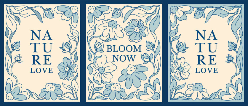 Set of 8.5x11 vintage wall art with hand-drawn floral designs. Perfect for inspirational posters or vertical and romantic home decor. Timeless and elegant graphic