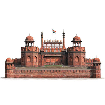 Majestic Red Fort: An exquisitely detailed portrayal of the Red Fort, an iconic landmark of India, showcasing the architectural grandeur and rich history.