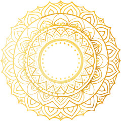 Elegant Golden Mandala Vector, Ornamental Circular Floral Pattern Design with Transparent Background EPS