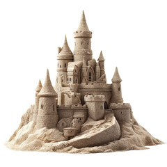 Sandcastle of Dreams: A majestic sandcastle stands as a testament to creativity and imagination, an impressive sculpture crafted from sand that evokes wonder and playful charm. 