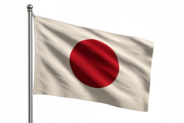 Photorealistic 3d japanese flag rippling, symbolizing national colors against transparent backdrop, representing cultural heritage