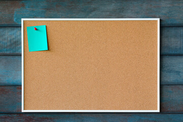 abstract paper note pin on cork board. Blank notes for add text message or design website. wood frame with sticker note.