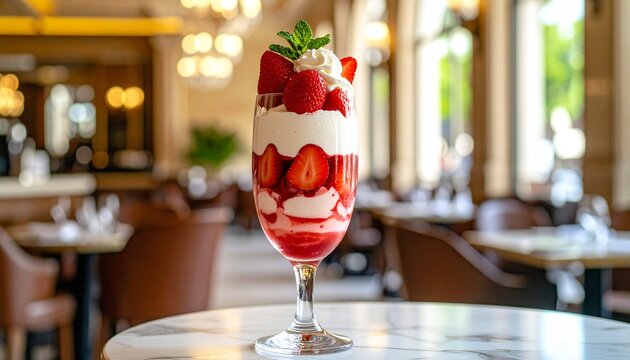 甘酸っぱい苺がたっぷりのストロベリーパフェ
