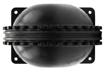 Industrial rubber expansion joint with flanged connections isolated on a transparent background