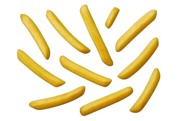Naklejka premium French fries falling against a transparent background, creating a dynamic and appetizing visual