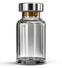 Clear glass vial with metal cap