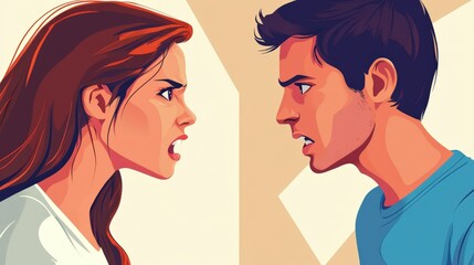 Two people facing each other in a confrontational pose.