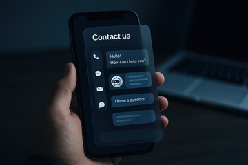 Obraz premium Smartphone displaying a contact us interface.