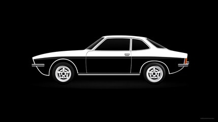 Obraz premium Classic vintage car silhouette in black and white against a dark background.