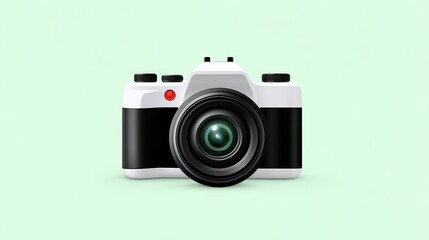 Fototapeta premium A sleek and stylish white camera on a pastel green background.