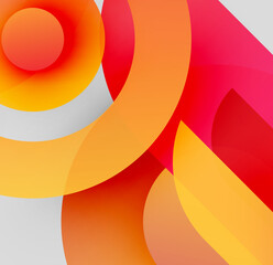 Abstract composition. Overlapping circles, vibrant gradients, warm tones dominate. Minimalist design, modern aesthetic.