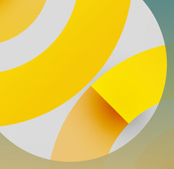 Abstract composition. Overlapping shapes, yellow, orange, white hues create dynamic visual effect. Smooth gradients present modern aesthetic.