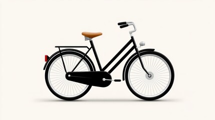 Fototapeta premium Classic black bicycle with a brown seat against a minimalistic background.