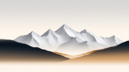 Majestic snow-capped mountains against a serene gradient sky.