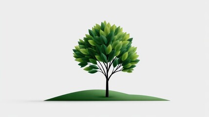 Lush green tree on a gentle hill, symbolizing nature and sustainability.