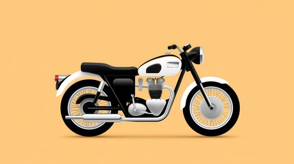 Classic motorcycle illustration on a vibrant orange background.