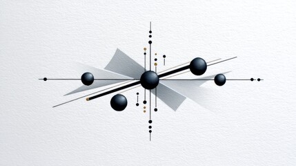 Abstract design featuring geometric shapes in black and gold against a light background.