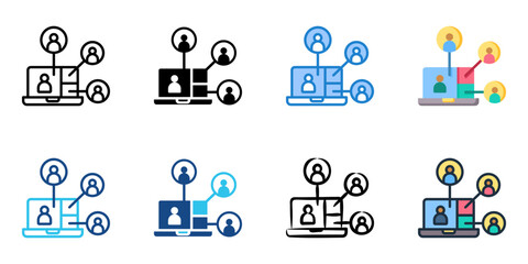 Virtual teams icon set multiple style collection 
