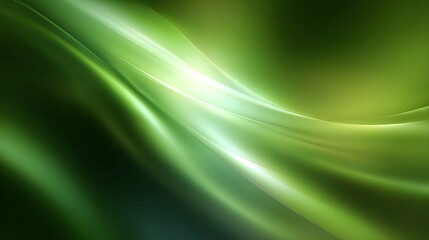 Vibrant Green Abstract Background with Luminous Wavy Lines and Smooth Flowing Gradients