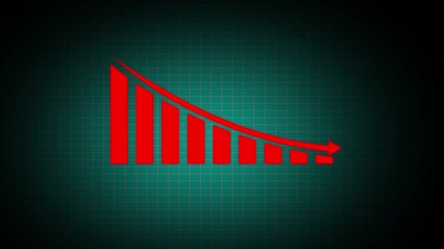 Animated down graph icon designed in flat icon style, business or finance concept icon. Finance, Business Info graphic animation, Bar graph. Bar down graph Animated down graph icon designed 
