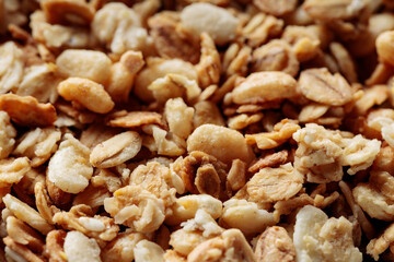 Granola Oat Flakes and Cereal Clusters Healthy Snack Close-Up