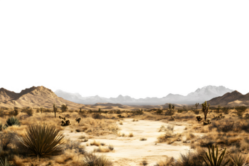 A dry desert landscape featuring scattered shrubs and dry grass