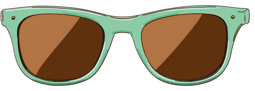 Mint sunglasses with brown lenses isolated on transparent background - Powered by Adobe