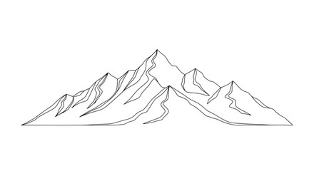 Mountain range outline vector drawing for hiking adventure and outdoor scenic landscape graphic design project