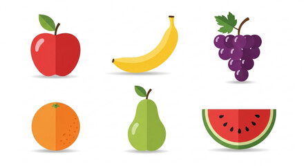 Illustration of fresh fruits apple banana grapes orange pear and watermelon healthy food vector graphic design