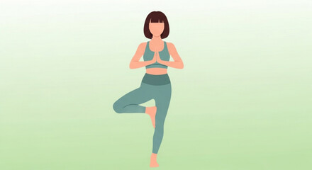 Obraz premium Woman doing tree pose yoga exercise for balance and meditation wellness and healthy lifestyle fitness routine