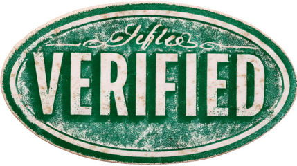 Vintage Verified Seal with Textured Green and White Oval Design, Trustworthy, Authentic