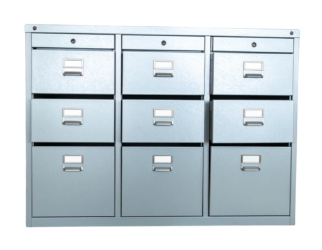  “Metal Lateral File Cabinet for Office Storage, isolated on a transparent background”.