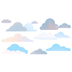 Collection of pastel colored clouds.